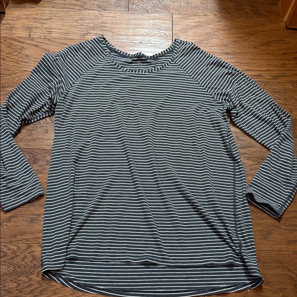 lululemon athletica Black and White Striped Long Sleeve Tee